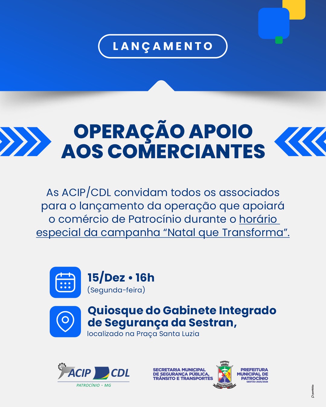 ACIP/CDL lançam Operação de Apoio aos Comerciantes durante a campanha Natal que Transforma