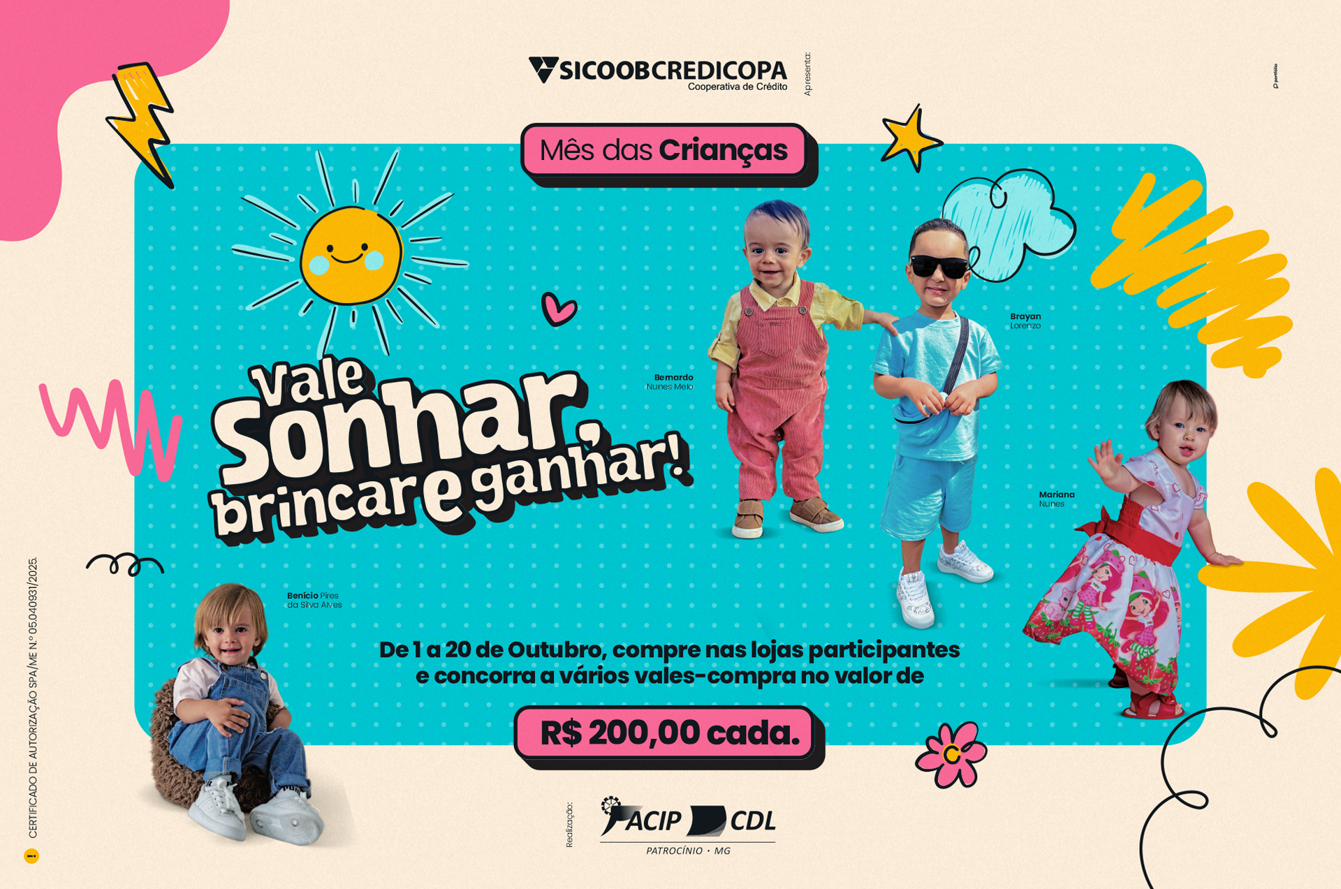 Campanha “Vale Sonhar, Brincar e Ganhar” das ACIP/CDL começa em outubro! 